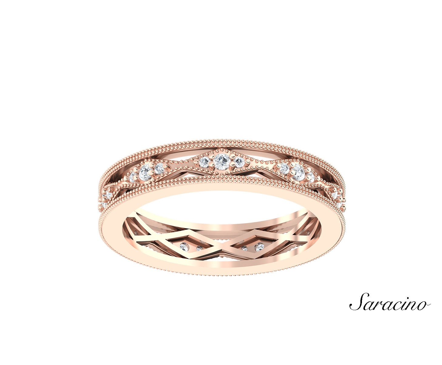 Beaded Rails Buy Beaded Diamond Rail Wedding Band - 100% Genuine Ring – Saracino ...
