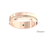 Beveled Wedding Band w Off-Center Groove Rose Gold