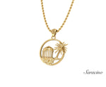 Big Catalina Island Pendant w Palm Tree