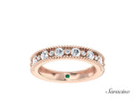Big and Small Round Diamond Wedding Band Rose Gold