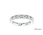 Big and Small Round Diamond Wedding Band White  Gold