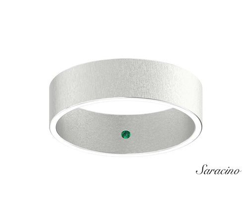 Brushed Wedding Band White Gold