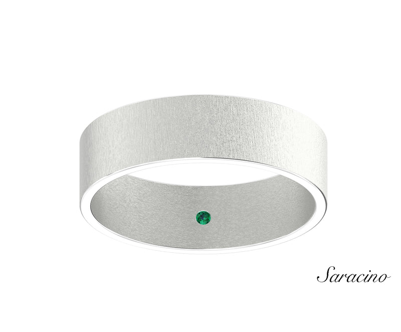 Brushed Wedding Band White Gold