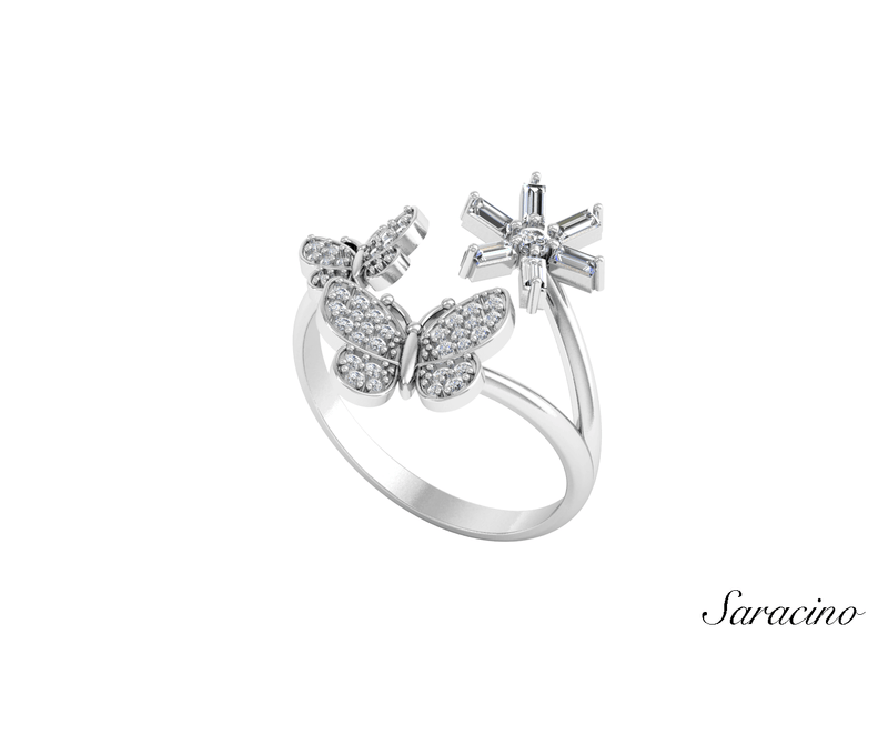 Butterfly Diamond Burst Ring