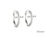 Diamond Cross Huggie Earrings