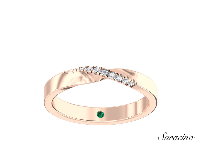 Diamond Cross Over Wedding Band Rose Gold