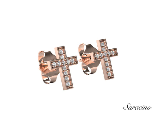 Diamond Cross Stud Earrings