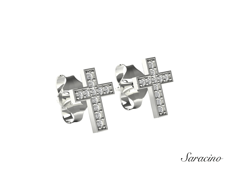Diamond Cross Stud Earrings