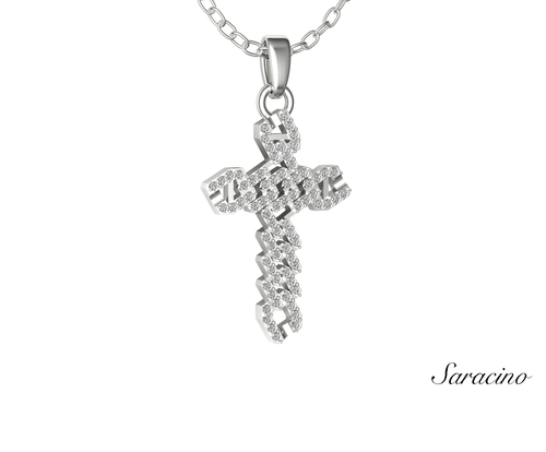 Diamond Cuban Link Cross Pendant