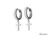 Round Diamond Huggie Earrings w Diamond Cross
