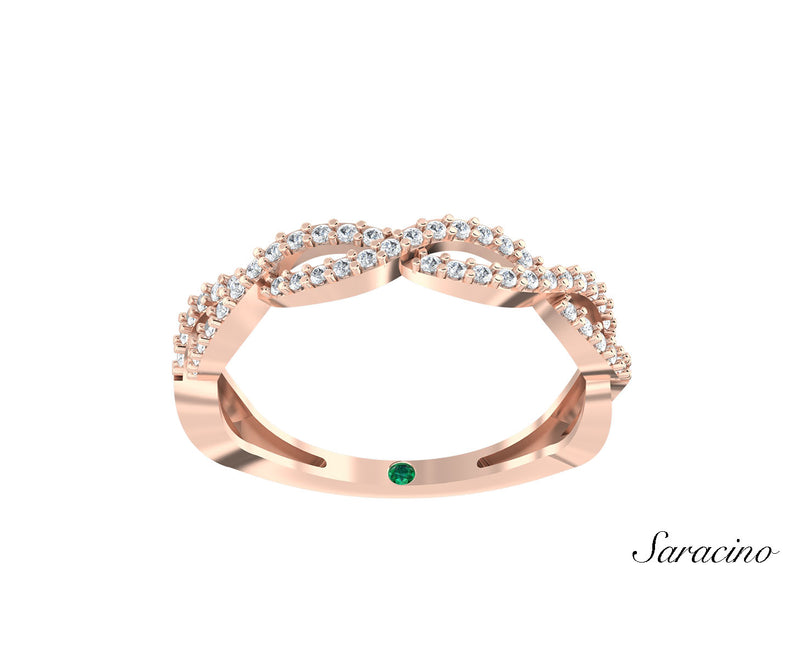 Diamond Infinity Half Eternity Wedding Band Rose Gold