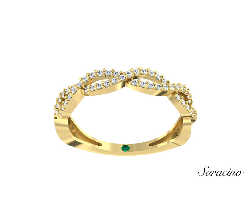 Diamond Infinity Half Eternity Wedding Band Yellow Gold