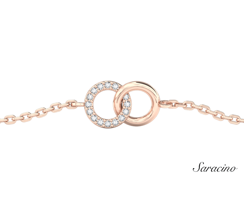 Diamond Interlocking Ring Bracelet 14K Rose Gold