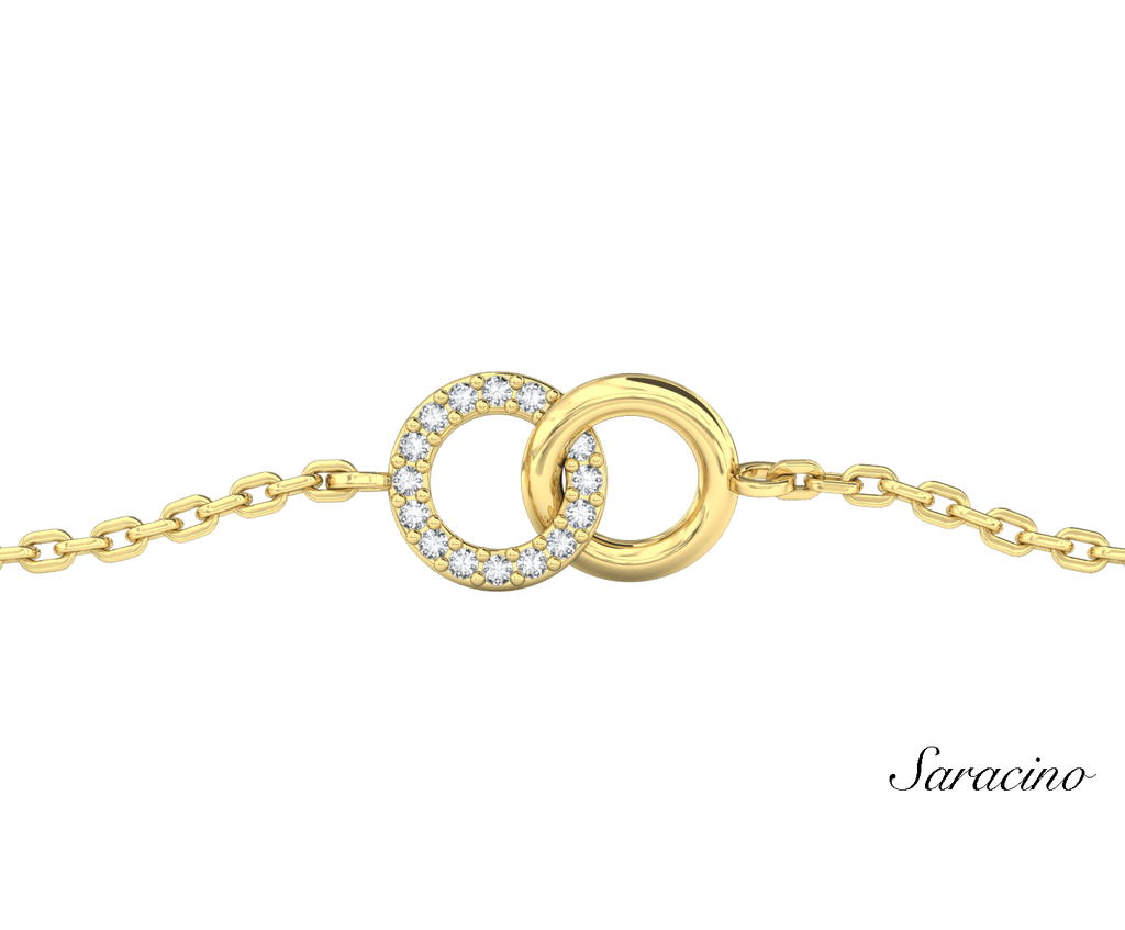 Diamond Interlocking Ring Bracelet 14K Yellow Gold