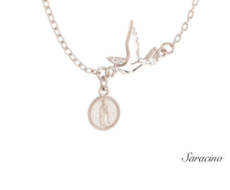Mary and Dove Charm Necklace