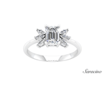 1.2ct Emerald Cut Diamond Engagement Ring w Marquise Sides