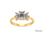 2.4ct Emerald Cut Diamond Engagement Ring w Marquise Sides