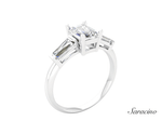 2.4ct Emerald Cut Diamond Engagement Ring w Baguette Sides