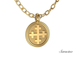 Gold 3D Coin Crosslet Pendant