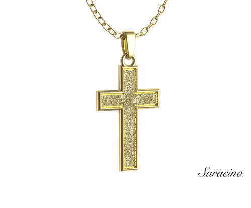 Gold Cross Pendant w Sand Center