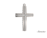 Gold Cross Pendant w Single Row of Diamonds (14K, White Gold, .38ct)