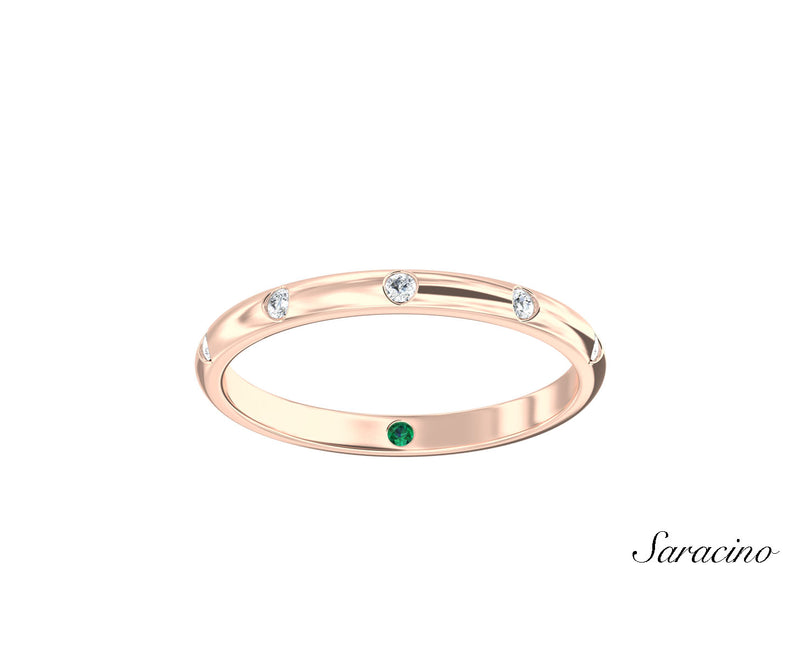 Gypsy Set 5 Diamond Wedding Band Rose Gold