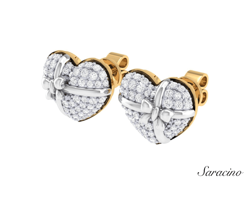 Wrapped Heart Diamond Stud Earrings