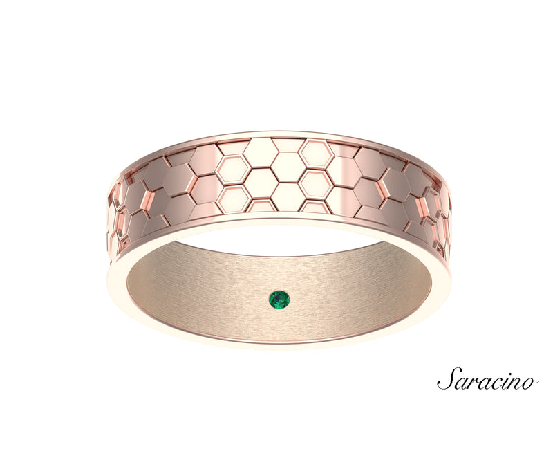 Honeycomb Wedding Band Rose Gold