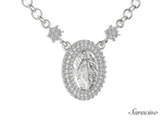 Jesus Necklace w Diamond Haloes + Star Charms