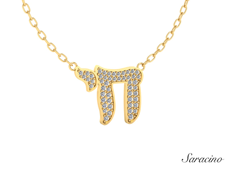 Micro Diamond Chai Necklace