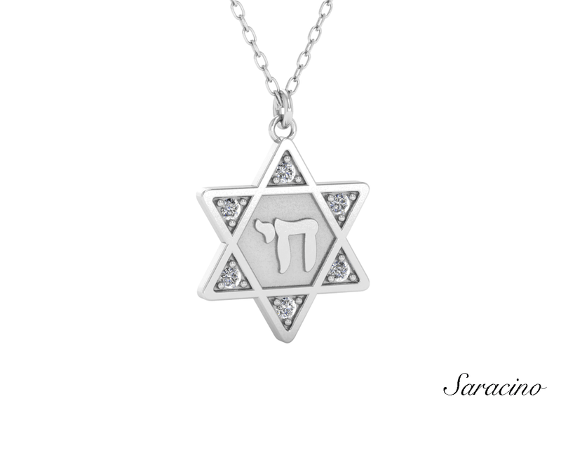 Star of David Chai Diamond Pendant
