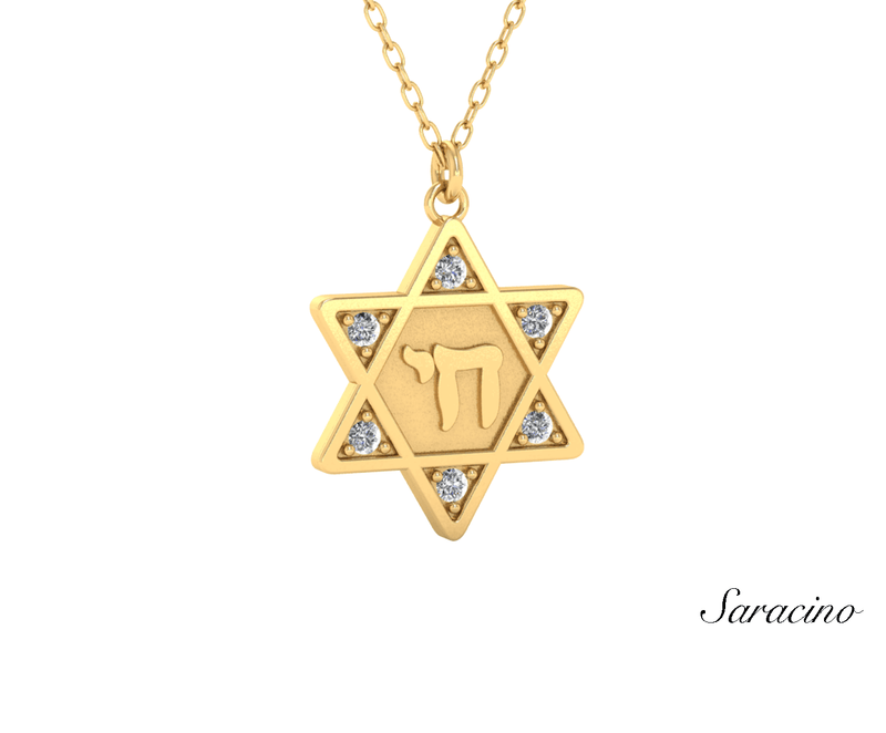 Star of David Chai Diamond Pendant