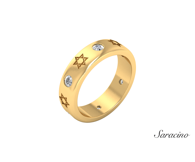 Star of David Diamond Ring Band