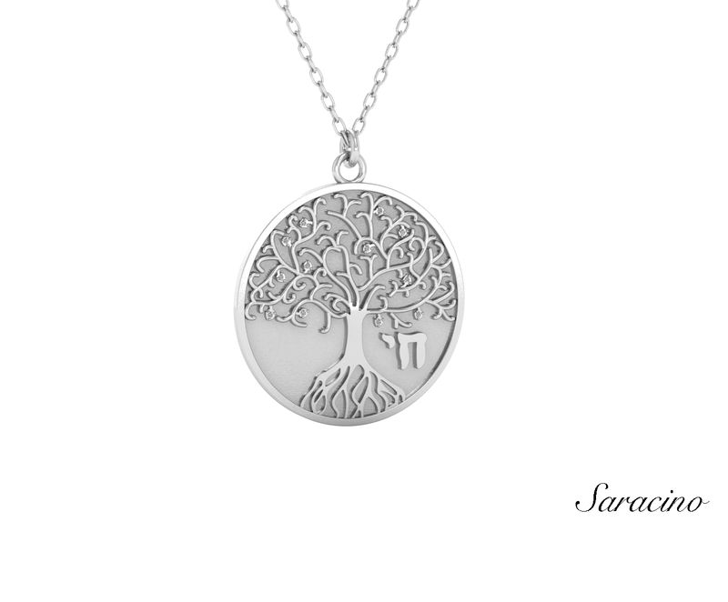 Gold Tree of Life Pendant w Diamonds