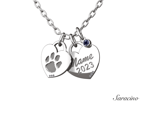 Loyola Hearts Grad Necklace w Bezel-Set Sapphire