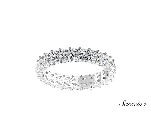 Marquise Diamond Arrow Eternity Wedding Band White Gold