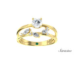 Marquise Diamond Floral Vine Wedding Band Yellow Gold