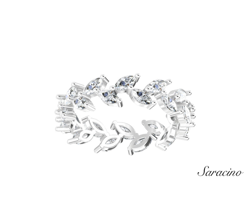 Marquise Diamond Thorn Eternity Wedding Band White Gold