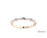 Marquise and Round Diamond Half Eternity Wedding Band Rose Gold