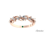 Marquise and Round Diamond Ribbon Half Eternity Band Rose Gold