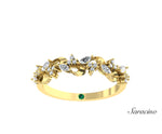Marquise and Round Diamond Ribbon Half Eternity Band Yellow Gold