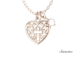 Ornate Cross Charm Necklace w Pearl