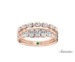 Oval Diamond 2 Row Floating Wedding Band Rose Gold