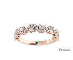Pear Diamond Half Eternity Wedding Band w River Round Diamonds Rose Gold