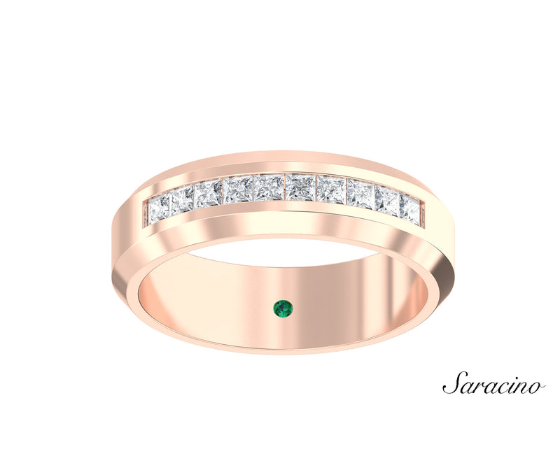 Princess Cut Diamond Quarter Eternity Wedding Band Rose Gold