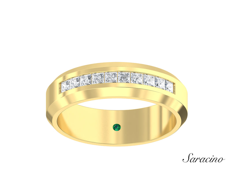 Princess Cut Diamond Quarter Eternity Wedding Band Yellow Gold
