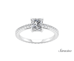 2.4ct Princess Cut Diamond Engagement Ring w Marquise Sides