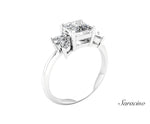 1.2ct Princess Cut Diamond Engagement Ring w Marquise Sides & Full Diamond Band