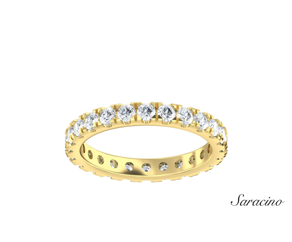 Repeating Round Diamond Wedding Band Yellow Gold