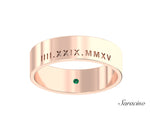 Roman Numeral Date Wedding Band Rose Gold